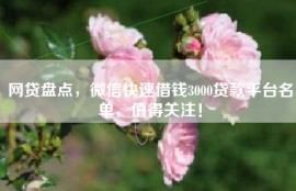 网贷盘点，微信快速借钱3000贷款平台名单，值得关注！