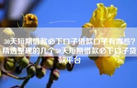 30天短期借款必下口子借款口子有哪些？精选整理的几个30天短期借款必下口子贷款平台