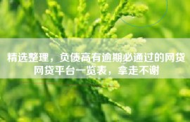 精选整理，负债高有逾期必通过的网贷网贷平台一览表，拿走不谢
