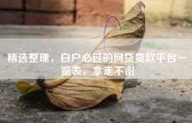 精选整理，白户必过的网贷贷款平台一览表，拿走不谢
