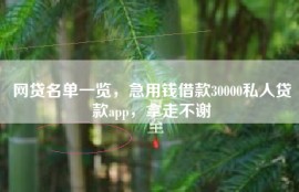 网贷名单一览，急用钱借款30000私人贷款app，拿走不谢