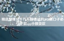 精选整理！千万不能错过的2022黑口子必下款app小额贷款