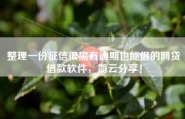整理一份征信很黑有逾期也能借的网贷借款软件，简云分享！