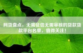 网贷盘点，无需征信无需审核的贷款贷款平台名单，值得关注！