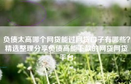 负债太高哪个网贷能过网贷口子有哪些？精选整理分享负债高能下款的网贷网贷平台