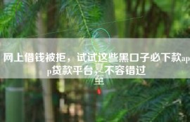 网上借钱被拒，试试这些黑口子必下款app贷款平台，不容错过