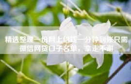 精选整理一份网上借钱一分钟到账只需微信网贷口子名单，拿走不谢