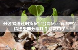 最容易通过的贷款平台网贷app有哪些？精选整理分享几个网贷口子