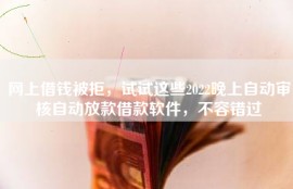 网上借钱被拒，试试这些2022晚上自动审核自动放款借款软件，不容错过