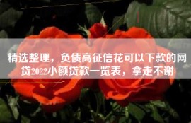 精选整理，负债高征信花可以下款的网贷2022小额贷款一览表，拿走不谢