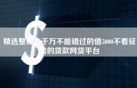 精选整理！千万不能错过的借5000不看征信的贷款网贷平台
