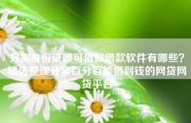 只需身份证即可借款借款软件有哪些？精选整理分享百分百能借到钱的网贷网贷平台