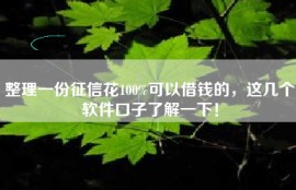 整理一份征信花100%可以借钱的，这几个软件口子了解一下！