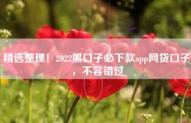 精选整理！2022黑口子必下款app网贷口子，不容错过