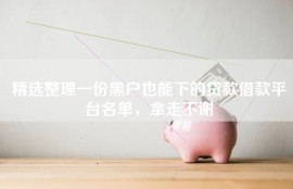 精选整理一份黑户也能下的贷款借款平台名单，拿走不谢