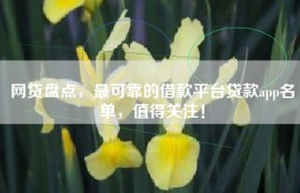 网贷盘点，最可靠的借款平台贷款app名单，值得关注！