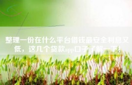 整理一份在什么平台借钱最安全利息又低，这几个贷款app口子了解一下！