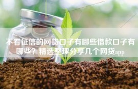 不看征信的网贷口子有哪些借款口子有哪些？精选整理分享几个网贷app