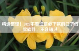 精选整理！2022不看征信必下款的口子借款软件，不容错过