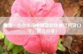 整理一份急用钱小额贷款快通过网贷口子，简云分享！