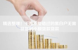 精选整理！千万不能错过的黑白户无需征信的小额贷款贷款