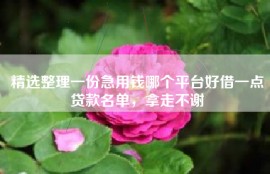 精选整理一份急用钱哪个平台好借一点贷款名单，拿走不谢