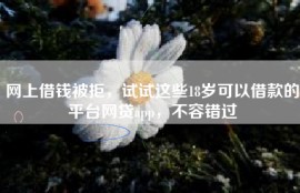 网上借钱被拒，试试这些18岁可以借款的平台网贷app，不容错过