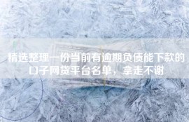 精选整理一份当前有逾期负债能下款的口子网贷平台名单，拿走不谢