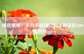 精选整理！千万不能错过的小额贷款3000元网贷app
