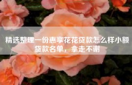精选整理一份惠享花花贷款怎么样小额贷款名单，拿走不谢