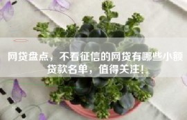 网贷盘点，不看征信的网贷有哪些小额贷款名单，值得关注！