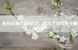 身份证借款3000秒下，这几个借款口子值得一试！