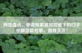 网贷盘点，申请频繁被风控能下的口子小额贷款名单，值得关注！