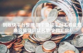 到账快平台整理:哪个贷款平台不看征信最容易贷到款名单,全网汇总！