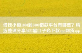 借钱小额1000到3000借款平台有哪些？精选整理分享2022黑口子必下款app网贷app