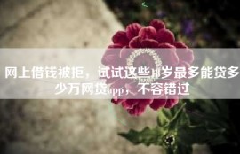 网上借钱被拒，试试这些18岁最多能贷多少万网贷app，不容错过