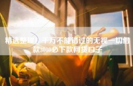 精选整理！千万不能错过的无视一切借款3000必下款网贷口子