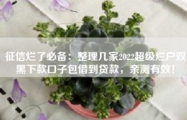 征信烂了必备：整理几家2022超级烂户双黑下款口子包借到贷款，亲测有效！