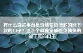 有什么贷款平台是资质差负债多的能下款的口子？这几个就是资质差负债多的能下款的口子