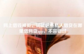 网上借钱被拒，试试这些私人借贷在哪里借网贷app，不容错过