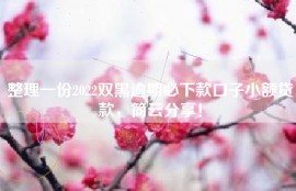 整理一份2022双黑逾期必下款口子小额贷款，简云分享！