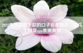 2022年网贷能下款的口子名单精选，这几个网贷app亲测有效