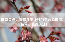 网贷盘点，有借几千块钱的平台吗网贷app名单，值得关注！