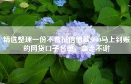 精选整理一份不看征信借款5000马上到账的网贷口子名单，拿走不谢