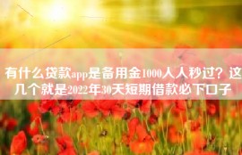 有什么贷款app是备用金1000人人秒过？这几个就是2022年30天短期借款必下口子
