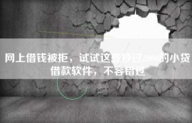 网上借钱被拒，试试这些秒过2000的小贷借款软件，不容错过