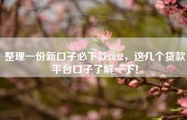 整理一份新口子必下款2022，这几个贷款平台口子了解一下！