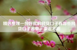 精选整理一份好批的网贷口子有哪些网贷口子名单，拿走不谢