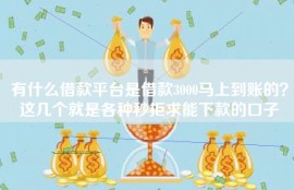 有什么借款平台是借款3000马上到账的？这几个就是各种秒拒求能下款的口子