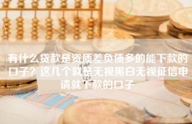 有什么贷款是资质差负债多的能下款的口子？这几个就是无视黑白无视征信申请就下款的口子
